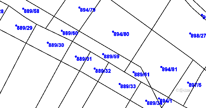 Parcela st. 889/59 v KÚ Nová Ves u Oslavan, Katastrální mapa