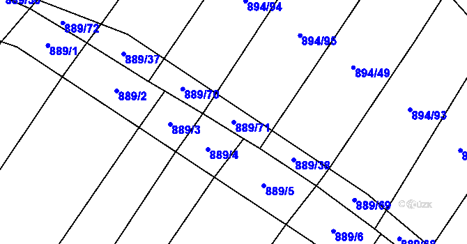 Parcela st. 889/71 v KÚ Nová Ves u Oslavan, Katastrální mapa