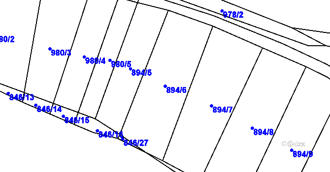 Parcela st. 894/6 v KÚ Nová Ves u Oslavan, Katastrální mapa