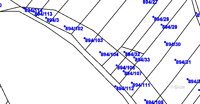 Parcela st. 894/104 v KÚ Nová Ves u Oslavan, Katastrální mapa
