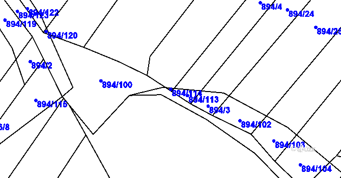 Parcela st. 894/114 v KÚ Nová Ves u Oslavan, Katastrální mapa