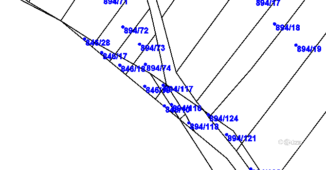Parcela st. 894/117 v KÚ Nová Ves u Oslavan, Katastrální mapa