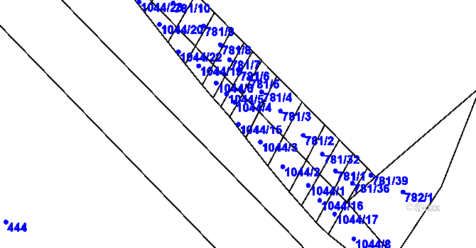 Parcela st. 1044/15 v KÚ Nová Ves u Oslavan, Katastrální mapa