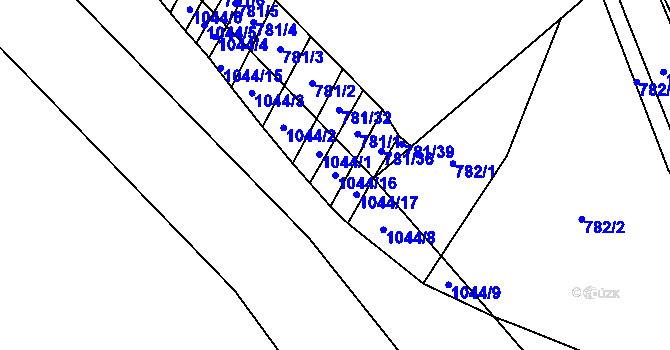 Parcela st. 1044/16 v KÚ Nová Ves u Oslavan, Katastrální mapa