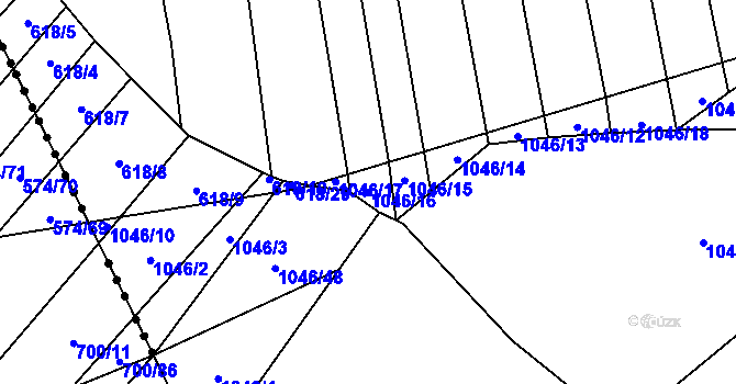 Parcela st. 1046/16 v KÚ Nová Ves u Oslavan, Katastrální mapa