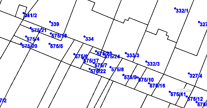 Parcela st. 575/24 v KÚ Nová Ves u Oslavan, Katastrální mapa