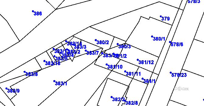Parcela st. 383/11 v KÚ Nová Ves u Oslavan, Katastrální mapa