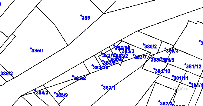 Parcela st. 383/13 v KÚ Nová Ves u Oslavan, Katastrální mapa