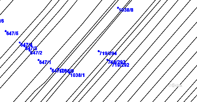 Parcela st. 719/294 v KÚ Nová Ves u Oslavan, Katastrální mapa