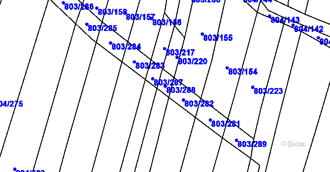 Parcela st. 803/288 v KÚ Nová Ves u Oslavan, Katastrální mapa
