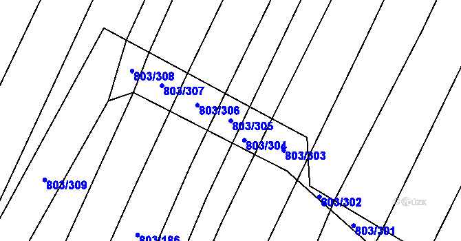 Parcela st. 803/305 v KÚ Nová Ves u Oslavan, Katastrální mapa