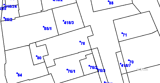 Parcela st. 78 v KÚ Nová Ves u Pohořelic, Katastrální mapa