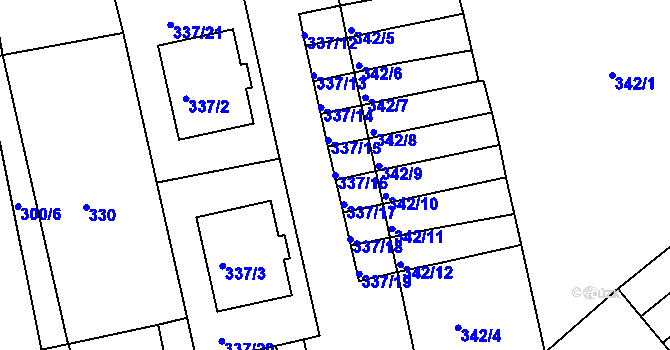 Parcela st. 337/16 v KÚ Nová Ves u Pohořelic, Katastrální mapa