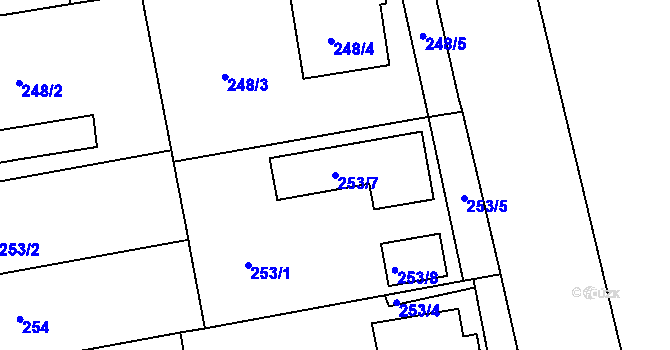 Parcela st. 253/7 v KÚ Nová Ves u Pohořelic, Katastrální mapa