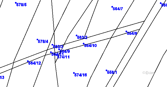 Parcela st. 564/10 v KÚ Nová Ves u Třebíče, Katastrální mapa