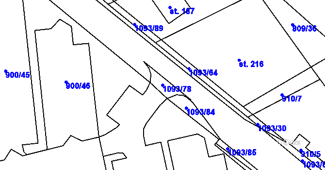 Parcela st. 1093/78 v KÚ Nová Ves u Třebíče, Katastrální mapa