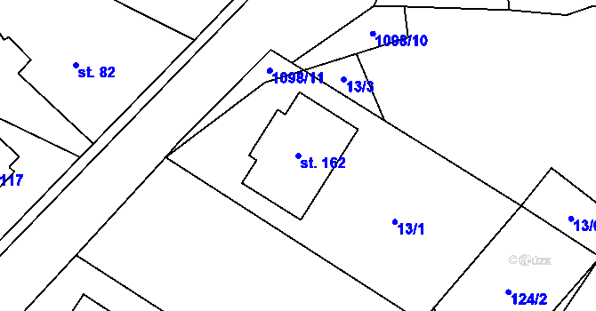 Parcela st. 162 v KÚ Nová Ves u Třebíče, Katastrální mapa