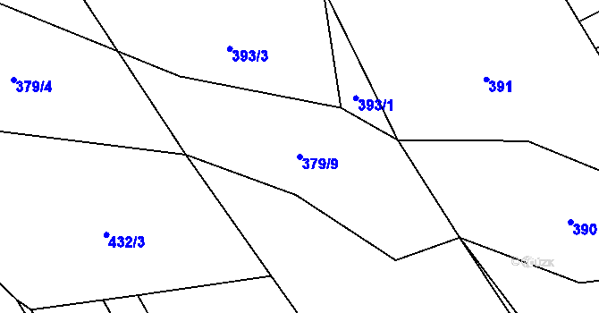 Parcela st. 379/9 v KÚ Nová Ves u Heřmanova, Katastrální mapa