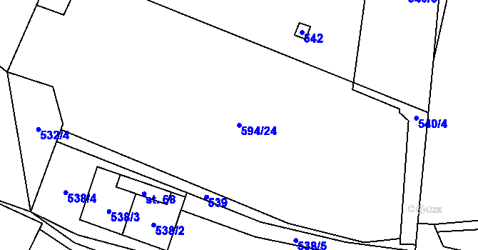 Parcela st. 594/24 v KÚ Nová Ves u Heřmanova, Katastrální mapa