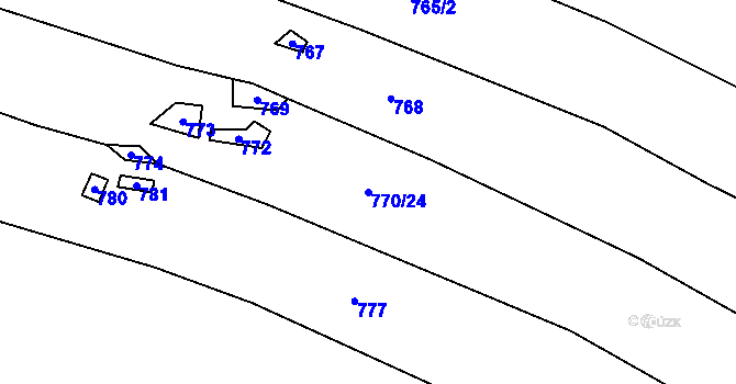 Parcela st. 770/24 v KÚ Nová Ves u Heřmanova, Katastrální mapa