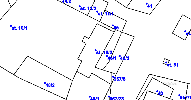 Parcela st. 10/2 v KÚ Nová Ves u Heřmanova, Katastrální mapa