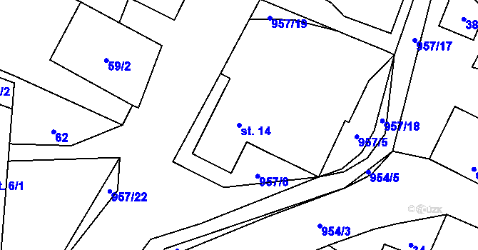 Parcela st. 14 v KÚ Nová Ves u Heřmanova, Katastrální mapa