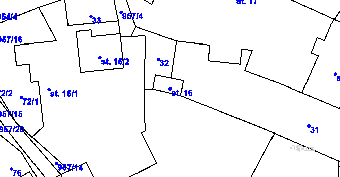 Parcela st. 16 v KÚ Nová Ves u Heřmanova, Katastrální mapa