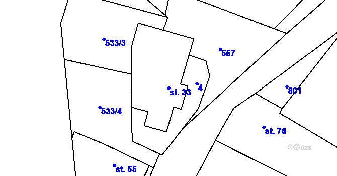 Parcela st. 33 v KÚ Nová Ves u Heřmanova, Katastrální mapa