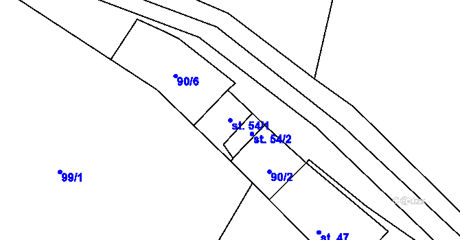 Parcela st. 54/1 v KÚ Nová Ves u Heřmanova, Katastrální mapa