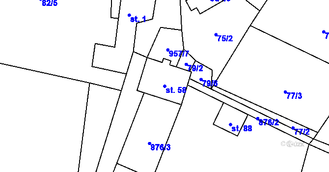 Parcela st. 58 v KÚ Nová Ves u Heřmanova, Katastrální mapa