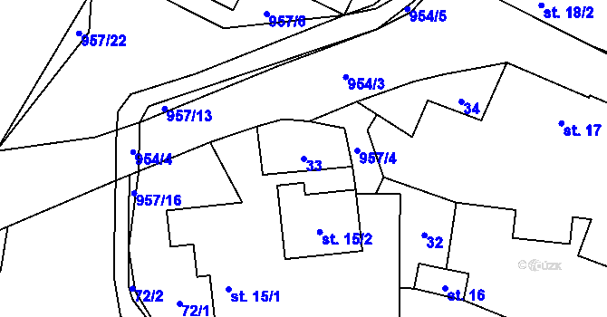 Parcela st. 33 v KÚ Nová Ves u Heřmanova, Katastrální mapa