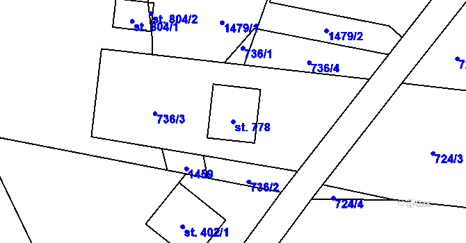 Parcela st. 778 v KÚ Nová Ves u Frýdlantu nad Ostravicí, Katastrální mapa
