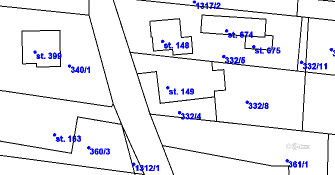 Parcela st. 149 v KÚ Nová Ves u Frýdlantu nad Ostravicí, Katastrální mapa