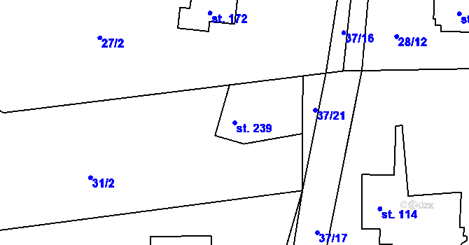 Parcela st. 239 v KÚ Nová Ves u Frýdlantu nad Ostravicí, Katastrální mapa