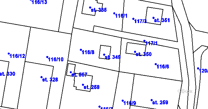 Parcela st. 349 v KÚ Nová Ves u Frýdlantu nad Ostravicí, Katastrální mapa
