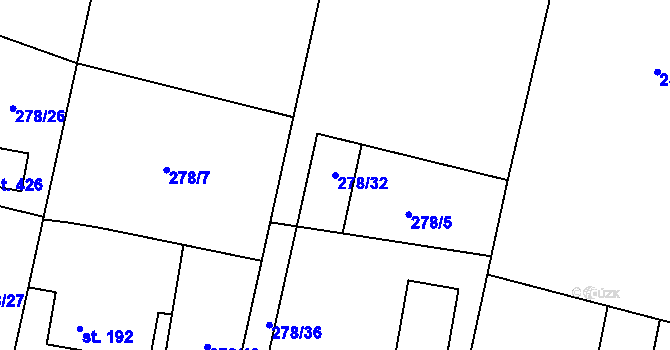 Parcela st. 278/32 v KÚ Nová Ves u Frýdlantu nad Ostravicí, Katastrální mapa