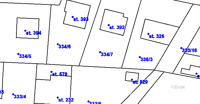 Parcela st. 334/7 v KÚ Nová Ves u Frýdlantu nad Ostravicí, Katastrální mapa