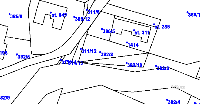 Parcela st. 382/8 v KÚ Nová Ves u Frýdlantu nad Ostravicí, Katastrální mapa