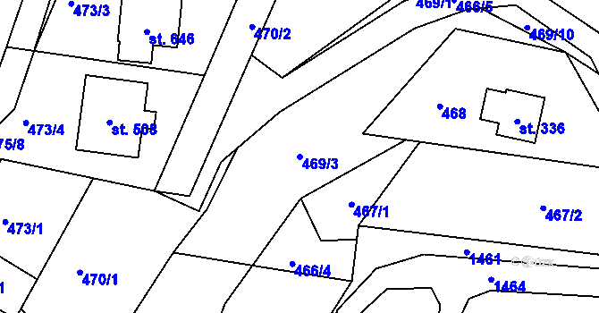 Parcela st. 469/3 v KÚ Nová Ves u Frýdlantu nad Ostravicí, Katastrální mapa