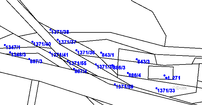 Parcela st. 843/1 v KÚ Nová Ves u Frýdlantu nad Ostravicí, Katastrální mapa