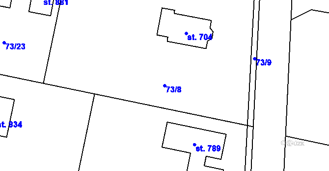Parcela st. 73/8 v KÚ Nová Ves u Frýdlantu nad Ostravicí, Katastrální mapa