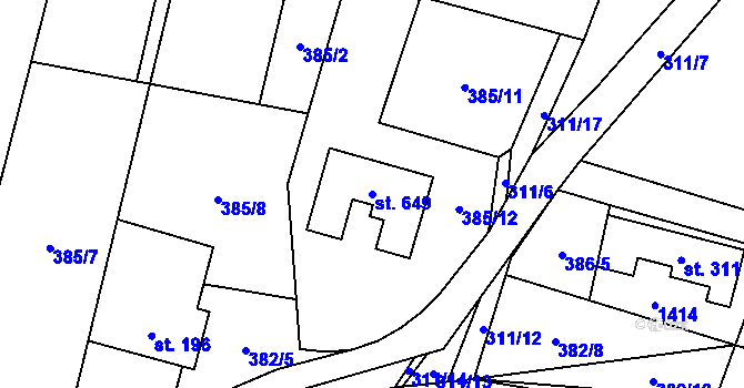 Parcela st. 649 v KÚ Nová Ves u Frýdlantu nad Ostravicí, Katastrální mapa