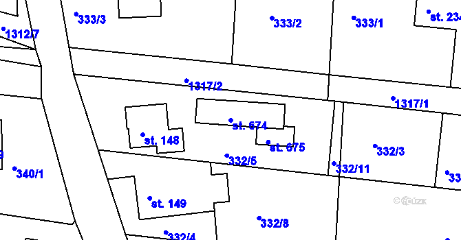 Parcela st. 674 v KÚ Nová Ves u Frýdlantu nad Ostravicí, Katastrální mapa
