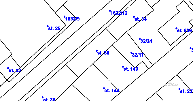 Parcela st. 35 v KÚ Nová Ves I, Katastrální mapa