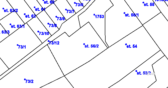 Parcela st. 56/2 v KÚ Nová Ves I, Katastrální mapa