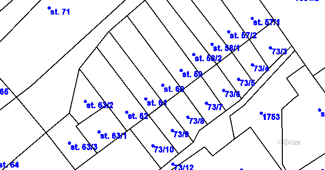 Parcela st. 60 v KÚ Nová Ves I, Katastrální mapa
