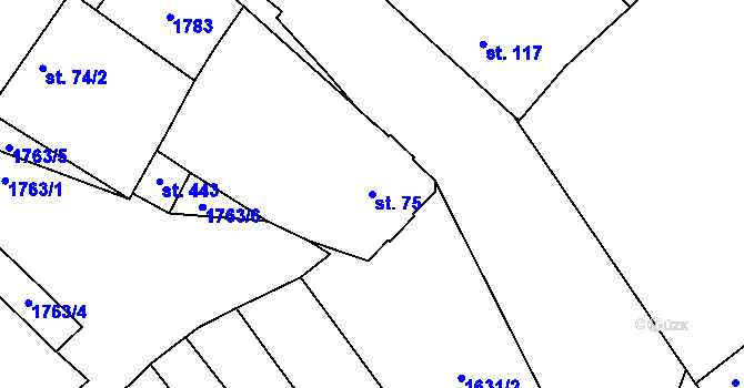 Parcela st. 75 v KÚ Nová Ves I, Katastrální mapa