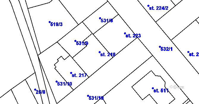 Parcela st. 218 v KÚ Nová Ves I, Katastrální mapa
