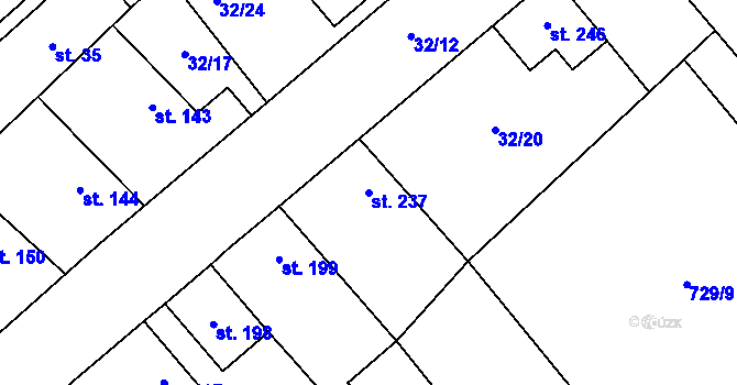 Parcela st. 237 v KÚ Nová Ves I, Katastrální mapa