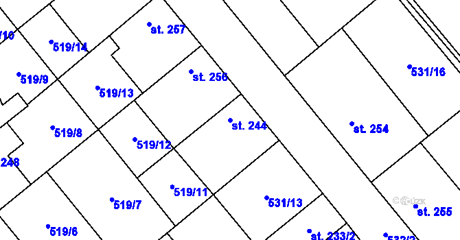 Parcela st. 244 v KÚ Nová Ves I, Katastrální mapa